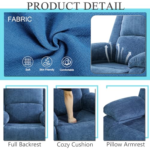 Blue Reclining Sofa Set - 3 Piece Collection