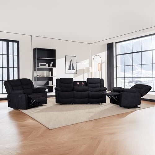 Gray 3-Piece Oversized Reclining Sofa Set