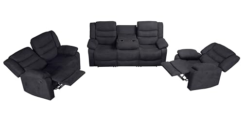 Gray 3-Piece Oversized Reclining Sofa Set