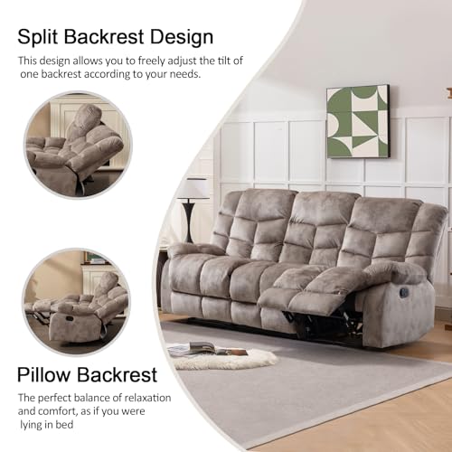 CANMOV Light Brown Manual Reclining Sofa Set