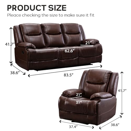 Brown Leather Recliner Sofa and Chair Set
