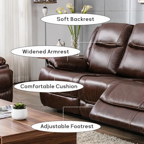 Brown Leather Recliner Sofa and Chair Set