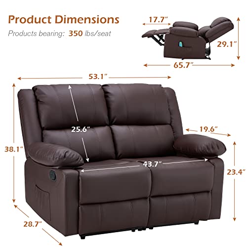 YODOLLA Heat and Massage Recliner Loveseat Couch