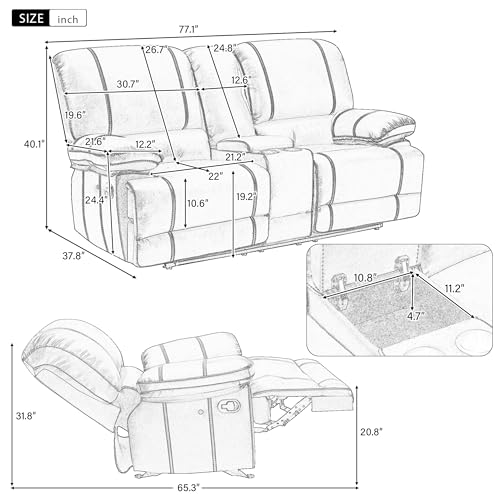 Reclining Loveseat with Cup Holders and Storage