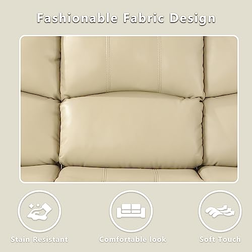 Beige Leather Recliner Sofa and Loveseat Set