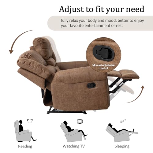 Nut Brown Manual Recliner Sofa Set - 3 Pieces