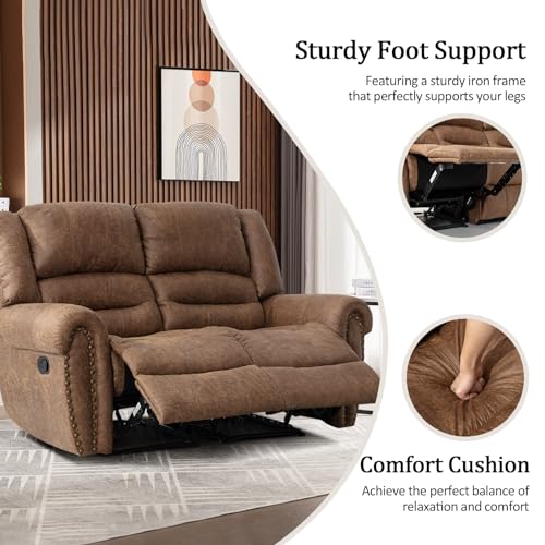 Nut Brown Manual Recliner Sofa Set - 3 Pieces