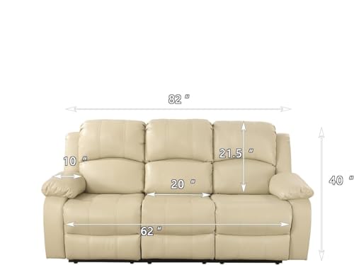 Beige Bonded Leather Reclining Sofa Set