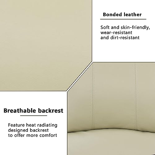 Beige Bonded Leather Reclining Sofa Set