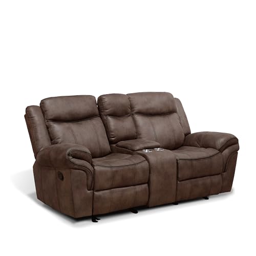 Amos Oversized Reclining Loveseat Sofa - Brown