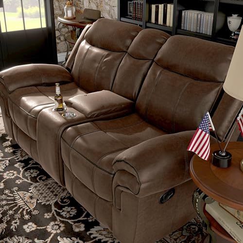 Amos Oversized Reclining Loveseat Sofa - Brown