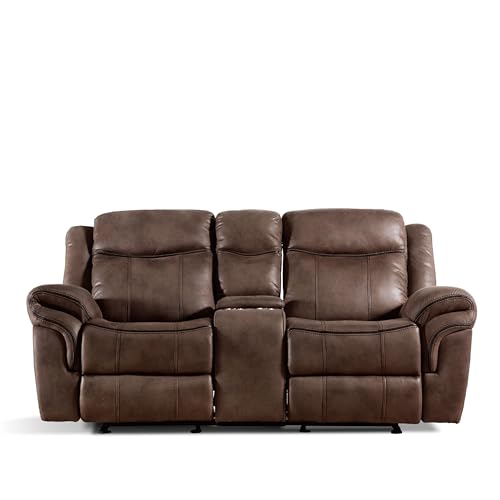 Amos Oversized Reclining Loveseat Sofa - Brown
