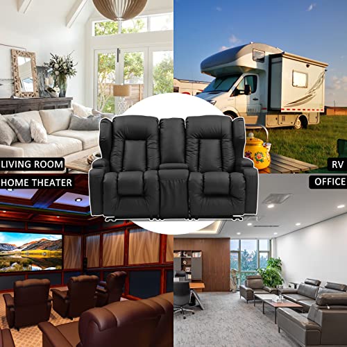 67" RV Loveseat Recliner with Console in Black