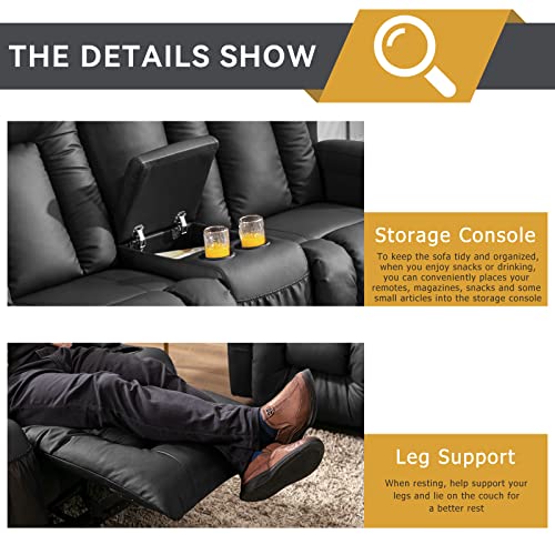 67" RV Loveseat Recliner with Console in Black
