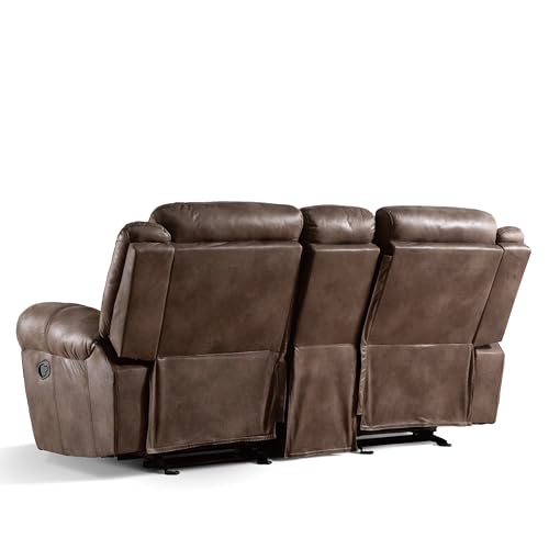 Amos Oversized Reclining Loveseat Sofa - Brown