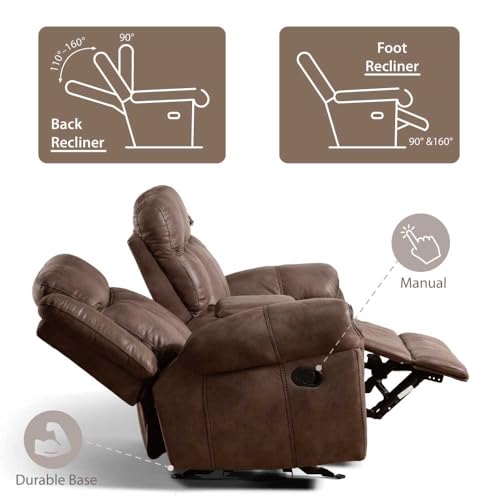 Amos Oversized Reclining Loveseat Sofa - Brown