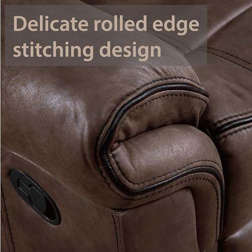 Amos Oversized Reclining Loveseat Sofa - Brown