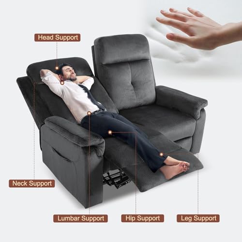 Velvet 2 Seater Recliner Sofa with Massage & Heat