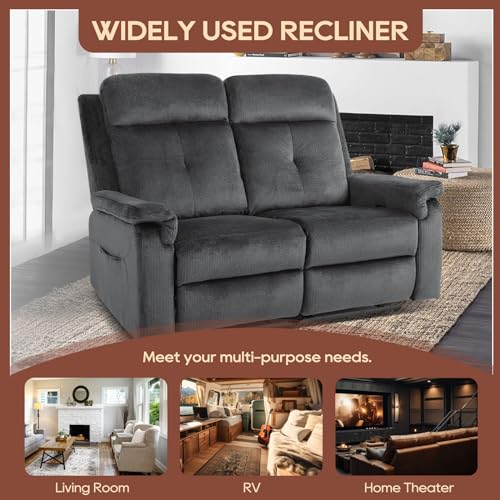 Velvet 2 Seater Recliner Sofa with Massage & Heat