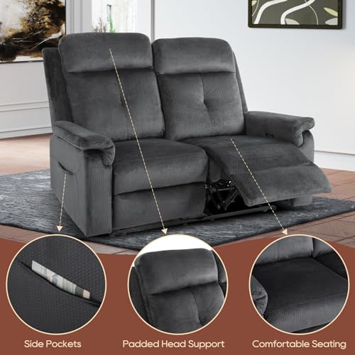 Velvet 2 Seater Recliner Sofa with Massage & Heat