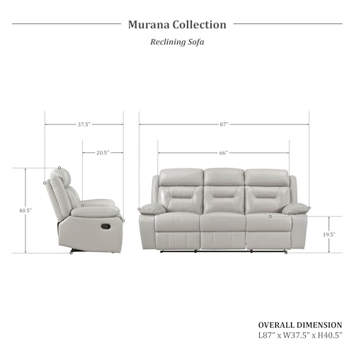 Light Grey Lexicon Recliner Sofa for Living Room