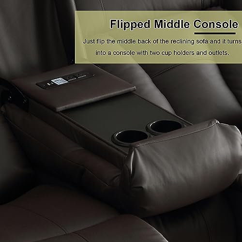 72.8" Loveseat Recliner Sofa with Console & Charging Ports