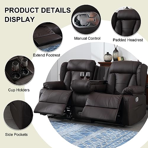 72.8" Loveseat Recliner Sofa with Console & Charging Ports