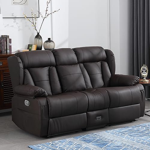 72.8" Loveseat Recliner Sofa with Console & Charging Ports