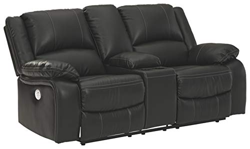 Calderwell Contemporary Faux Leather Power Reclining Loveseat
