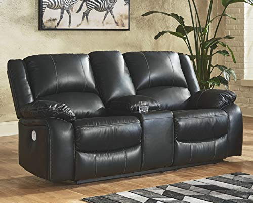 Calderwell Contemporary Faux Leather Power Reclining Loveseat