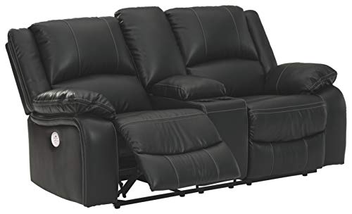 Calderwell Contemporary Faux Leather Power Reclining Loveseat
