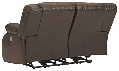 Ashley Denoron Power Reclining Loveseat in Brown, 63