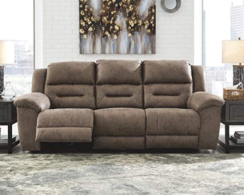 Stoneland Faux Leather Reclining Power Sofa - Light Brown