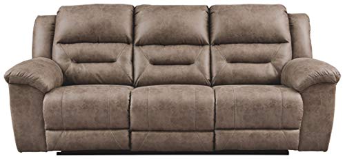 Stoneland Faux Leather Reclining Power Sofa - Light Brown