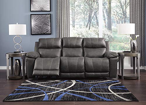 Gray Faux Leather Power Reclining Sofa with USB