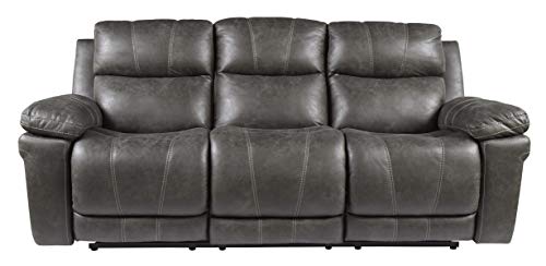 Gray Faux Leather Power Reclining Sofa with USB