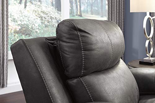 Gray Faux Leather Power Reclining Sofa with USB