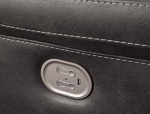 Gray Faux Leather Power Reclining Sofa with USB