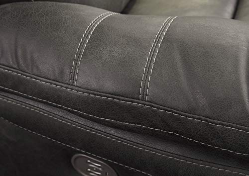 Gray Faux Leather Power Reclining Sofa with USB