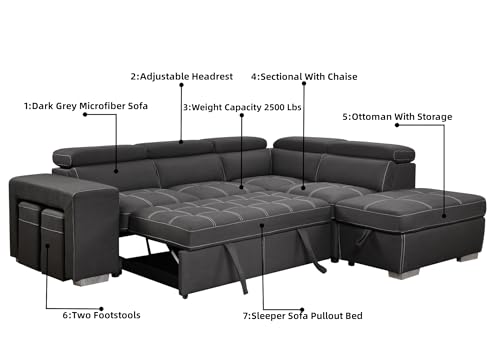 Modern 104" L-Shaped Sectional Sofa with Storage