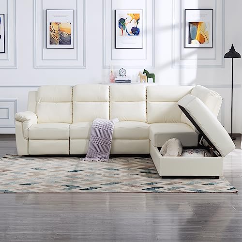 Eafurn L-Shaped Faux Leather Reclining Sofa Couch
