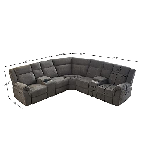 Power Reclining Sectional Sofa with USB and Storage