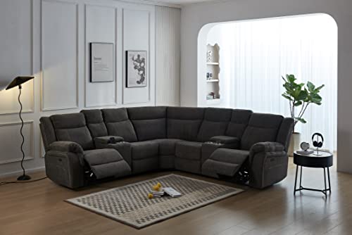 Power Reclining Sectional Sofa with USB and Storage