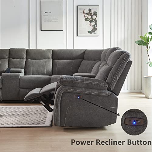 Power Reclining Sectional Sofa with USB and Storage