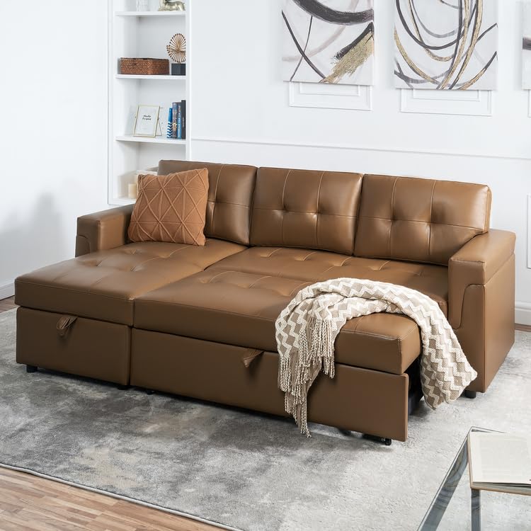Jenny Tufted Sectional Sofa Bed with Storage