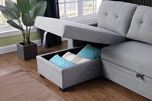 L-Shaped Convertible Sofa with Chaise Lounge