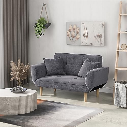 Light Grey Compact Recliner Sleeper Sofa Bed