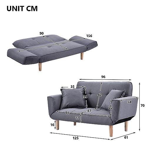 Light Grey Compact Recliner Sleeper Sofa Bed