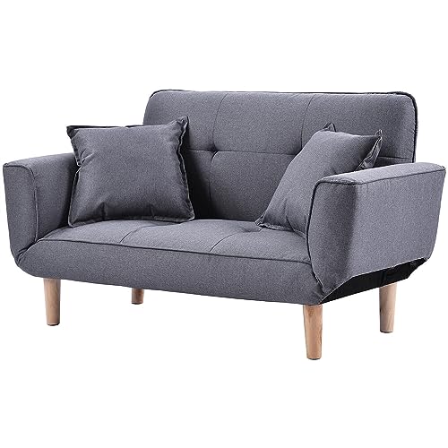 Light Grey Compact Recliner Sleeper Sofa Bed