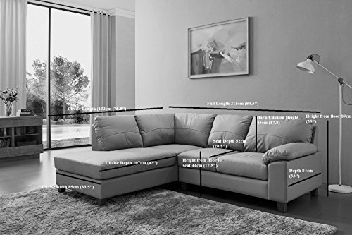 Boston Cream Ivory Leather Corner Sofa with USB